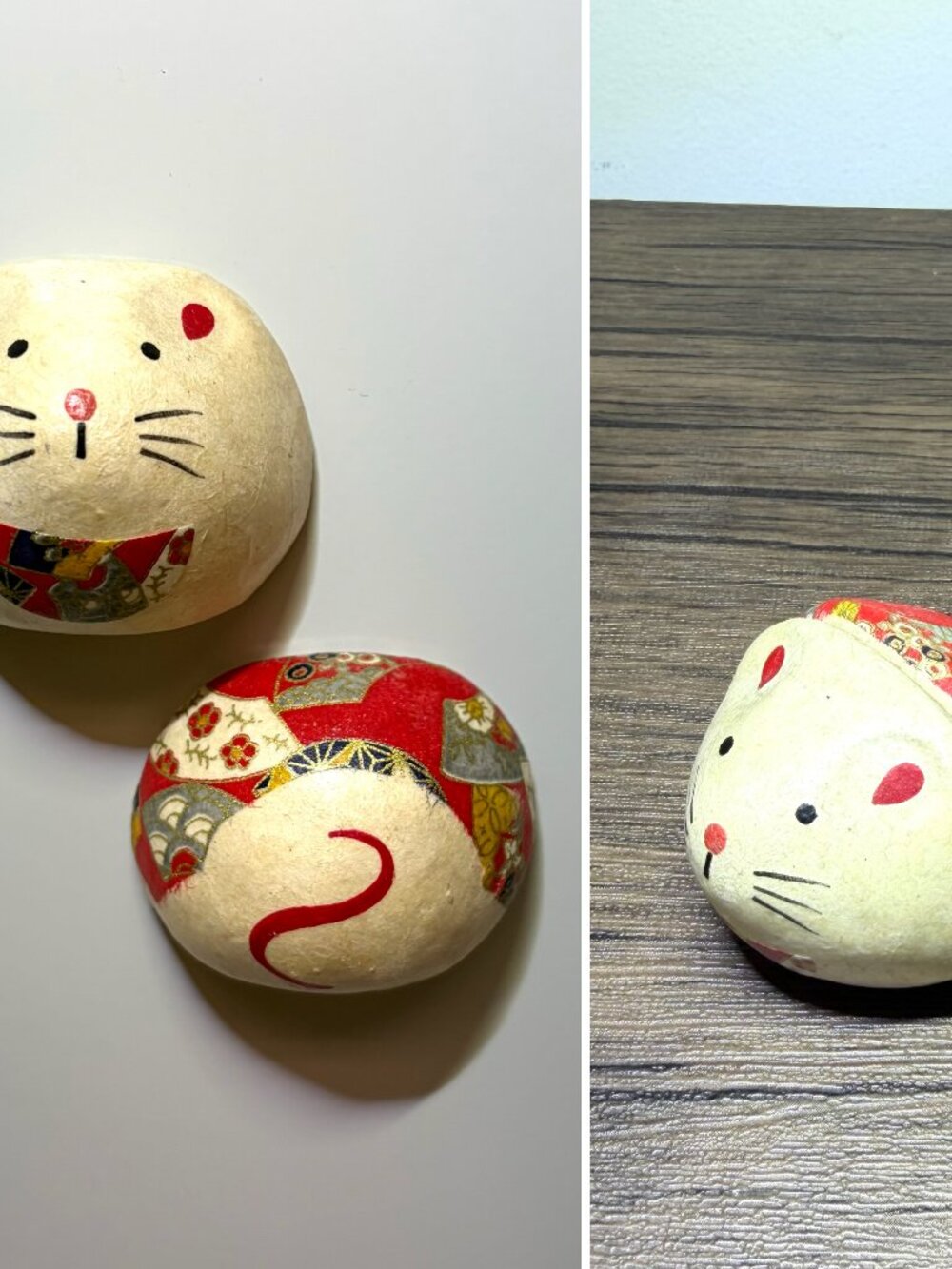 Kawaii Japanese papier-mâché mouse fridge magnets